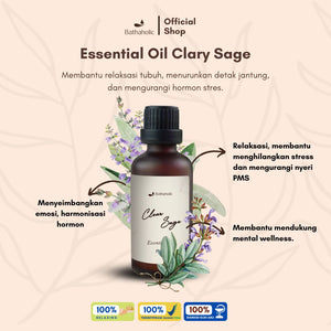 Bathaholic - Clary Sage 50ml Essential Oil Pure Essential Oil / Minyak Aromatherapy Pengharum Ruangan