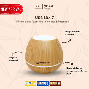 Bathaholic - Diffuser Humidifier USB Lite 7 Kapasitas Air 150ml - Aromatherapy Pengharum Ruangan Aromaterapi